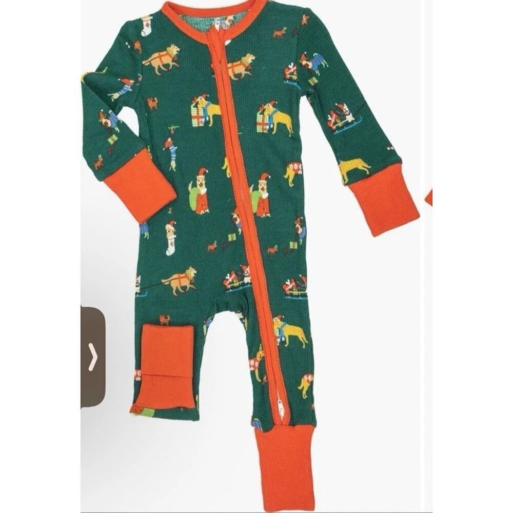 Angel Dear Doggie Christmas Long Sleeve Waffle Knit Zip Romper 0-3 NWT $35